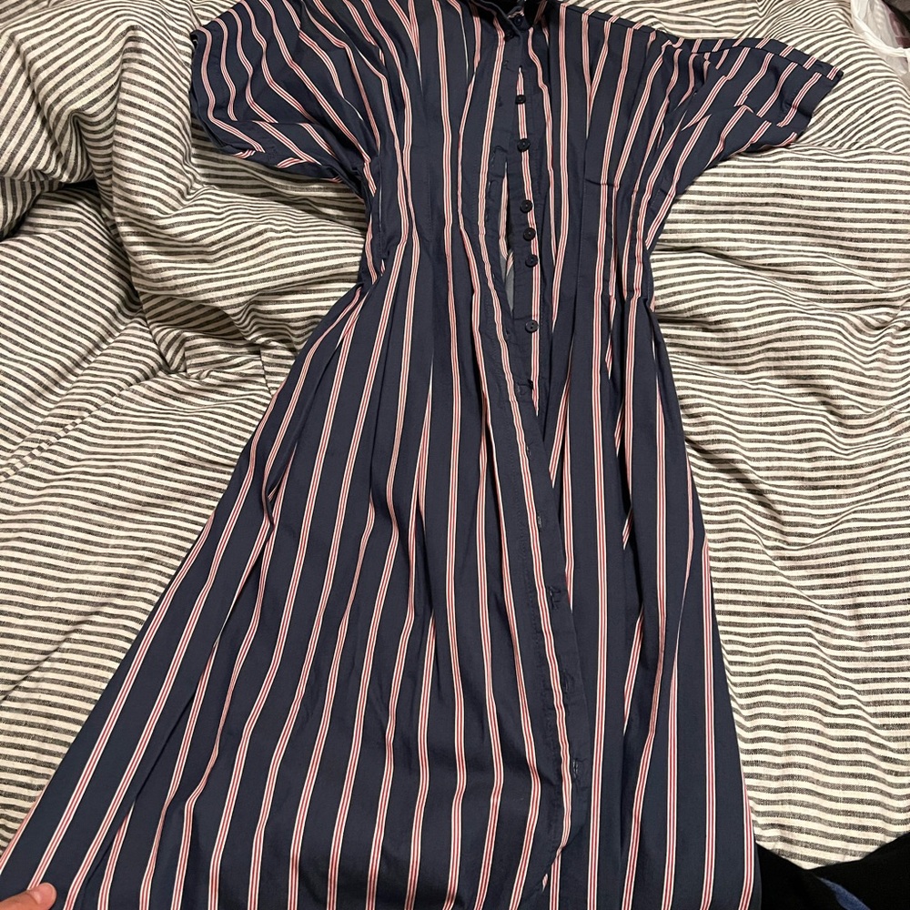 NWOT Anthropologie Exquise Tobie Button-Front Pleated Shirt Dress - Picture 4 of 5